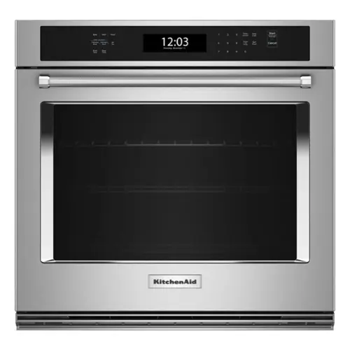 Front. KitchenAid - 27" Built-In Single Electric Wall Oven with Air Fry Mode - Stainless Steel.