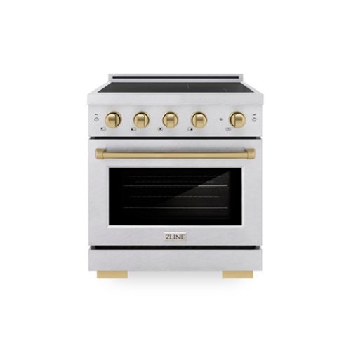 ZLINE - Autograph 30 in. 4.2 cu. ft. Paramount Freestanding Induction Range with 4 Burners in Satin Steel with Bronze Accents - Satin Stainless Steel