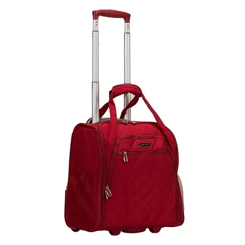 Front. Rockland - ROCKLAND MELROSE UPRIGHT WHEELED UNDERSEATER LUGGAGE CARRY-ON 15-INCH - RED - Red.