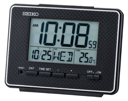 Seiko - 3" Easton Digital Everything Alarm Clock - Black-Front_Standard 