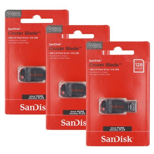 メモリー san 3x SanDisk Cruzer Blade USB Flash Drive 128GB Red - Best Buy
