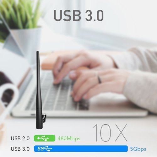 Cudy  AC1300 Wi-Fi USB 3.0 Adapter, 802.11ac/a/b/g/n, 5GHz/2.4GHz, 1 High gain detachable antenna, USB 3.0, Black - black WORLDWIDE DELIVERY