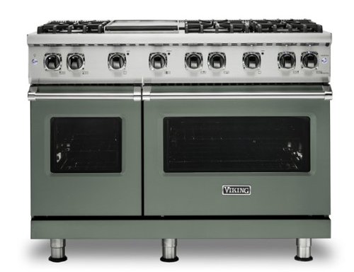 Viking - 6.1 Cu. Ft. 48"W. Professional 5 Series Freestanding Double Oven Liquid Propane Gas Convection Range - Eucalyptus-Front_Standard 