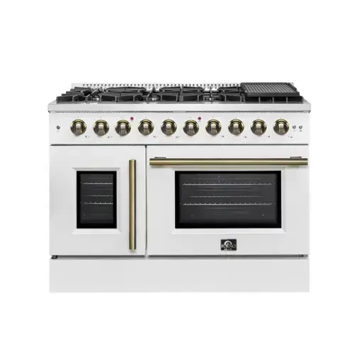Front. Forno Appliances - Galiano 5.36 Cu. Ft. Freestanding Double Oven Gas Convection Range with Left-Swing Door - White.