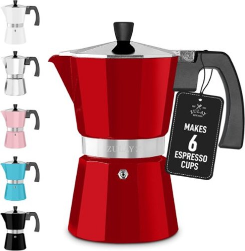 Zulay Kitchen - Stovetop Espresso Maker - Moka Pot 6 Espresso Cups - Red-Front_Standard 