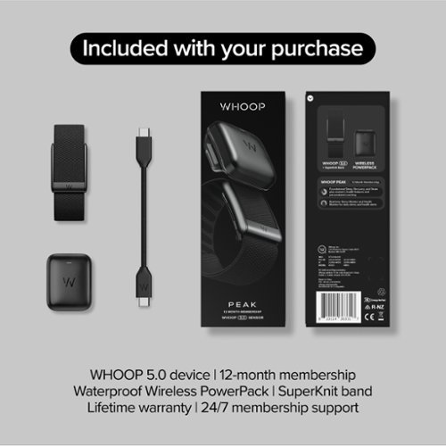 WHOOP  5.0 Peak - Health and Fitness Tracker - 12-Month Membership - Obsidian GLOBAL SHIPPING