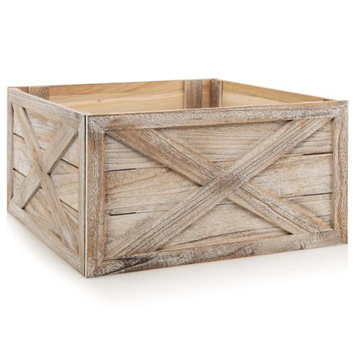 Costway - Wooden Tree Collar Box Farmhouse Christmas Tree Skirt Cover 37 x
