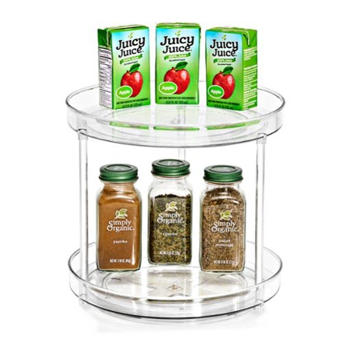Sorbus - 9 Inch 2 Tier Lazy Susan Organizer, Turntable Organizer for Spice Organization for Cabinet, Lazy Susan - Clear-Front_Standard 