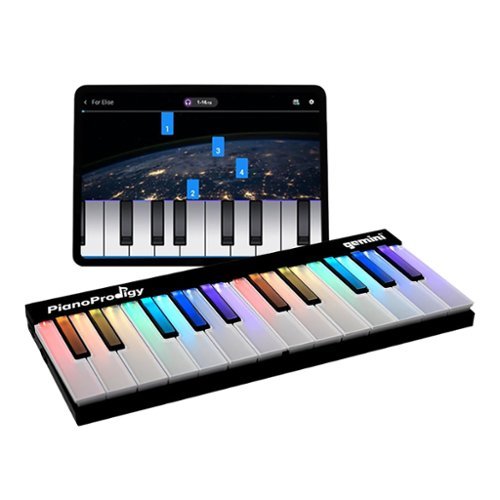 Gemini - GPP-101 PianoProdigy Expandable 24-Key Bluetooth MIDI Learning Keyboard Light-up Keys - Black-Front_Standard 