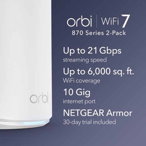NETGEAR Orbi 870 Series BE21000 Tri-Band Mesh Wi-Fi 7 System - White WORLDWIDE DELIVERY