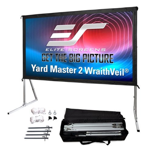 Elite Screens - Yard Master 2 WraithVeil® Dual Front/Rear Projection Portable Folding-Frame Outdoor Screen, 150" Diag,16:9,OMS150H2-DUAL - Black trim/silver frame-Front_Standard 