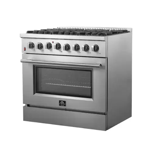 Front. Forno Appliances - Galiano Alta Qualita 5.36 Cu. Ft. Freestanding Dual Fuel Range with Convection Oven - Silver.