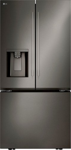 LG - Standard-Depth MAX 24.5 Cu. Ft. Smart French Door Refrigerator with Dual Ice - Black Stainless Steel-Front_Standard