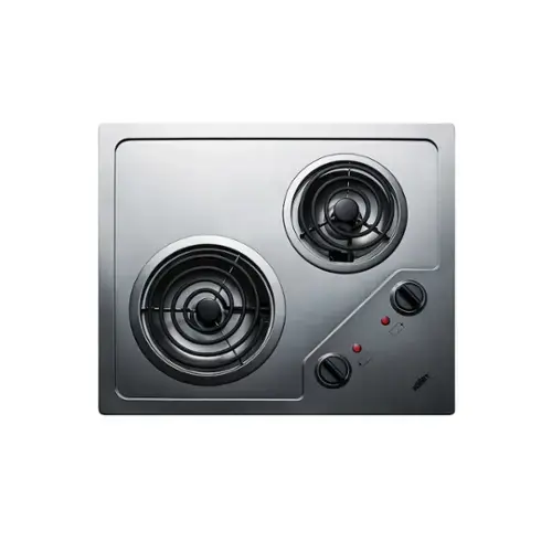 Front. SUMMIT - 21" Wide 230V 2-Burner Coil Cooktop - Silver.