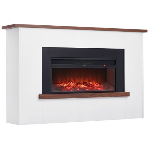 Mirfee - 65.5" Large Freestanding Electric Fireplace, 1500W Heater w/Wooden Mantel, Adjustable Flames, 12H Timer, Remote-Front_Standard 