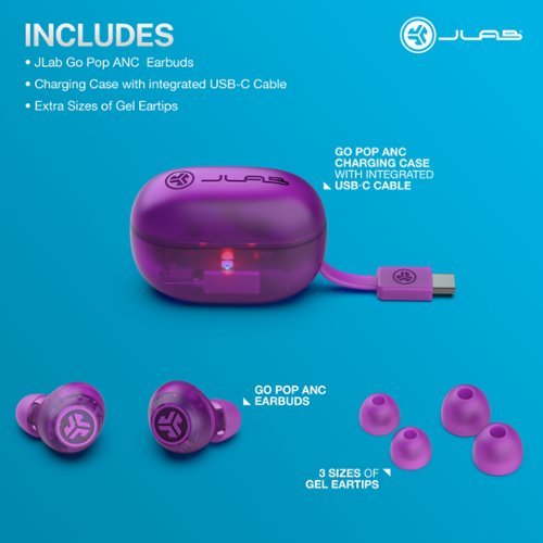 JLab Go POP ANC True Wireless Earbuds & Cloud Foam Tips - Purple BUY ONLINE