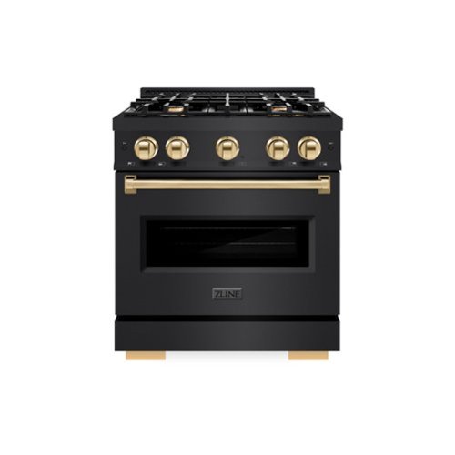 ZLINE - Autograph 30" Classic Dual Fuel Black Stainless Range w/ Gold Accents (CDRBZ-30-G) - Black Stainless Steel