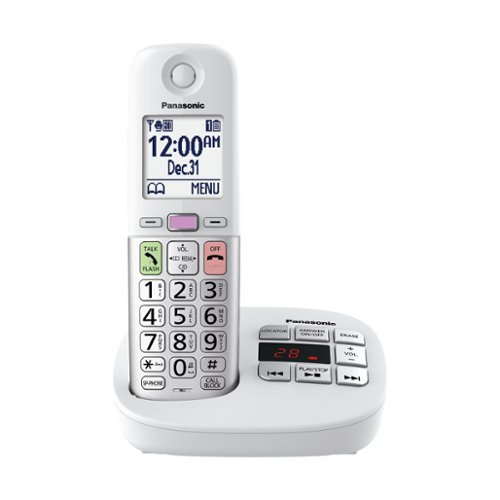 Panasonic - Easy-to-Use Cordless Phone with Flashlight and Quick-Touch Dialing - KX-TGU4 Series - White-Front_Standard 