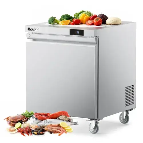 Front. Coolski - Coolski 27 in. Commercial Undercounter Refrigerator Sandwich & Salad Prep Table, 7.5 cu. ft. Food Prep Station - Stainless steel.