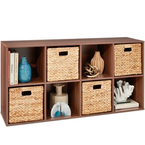 Best Choice Products - 8-Cube Bookshelf, 13.5in Display Storage System, Organizer w/ Removable Back Panels - Walnut-Front_Standard 