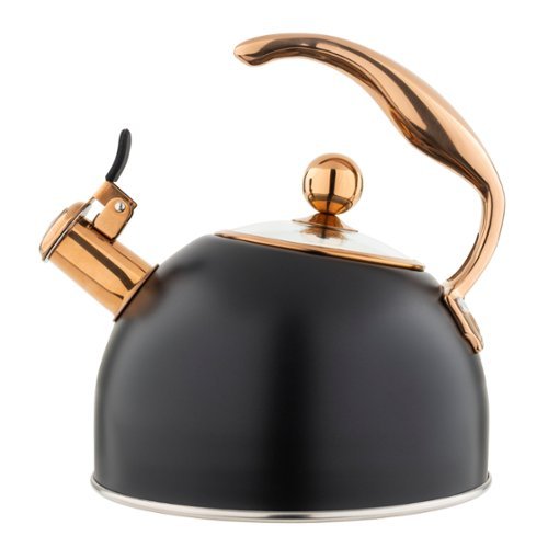 Viking 2.6 Quart Whistling Tea Kettle with 3-Ply Base, Black & Copper - Black and Copper