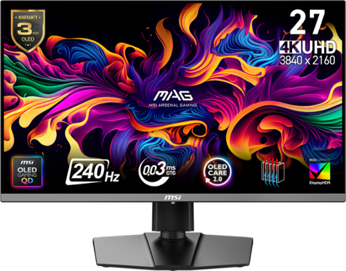 MSI - MAG 272UP QD-OLED X24 27" OLED UHD 240Hz 0.03ms Adaptive Sync Gaming Monitor with HDR 400 (DisplayPort, HDMI, USB-C) - Metallic Black
