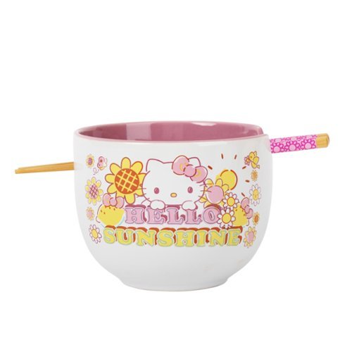 Silver Buffalo - Sanrio Hello Kitty "Hello Sunshine" 20-Ounce Ramen Bowl and Chopstick Set - White-Front_Standard 