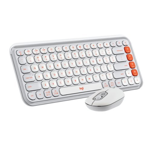 Logitech - POP ICON COMBO Compact TKL Bluetooth Keyboard and Mouse Bundle with Programmable Quiet Keys and Buttons - Off-white & Orange