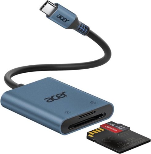 Acer - SD Card Reader USB C, Dual Slots Type C to Memory Card Reader, Aluminum Micro SD Card Camera Adapter - Blue-Front_Standard 