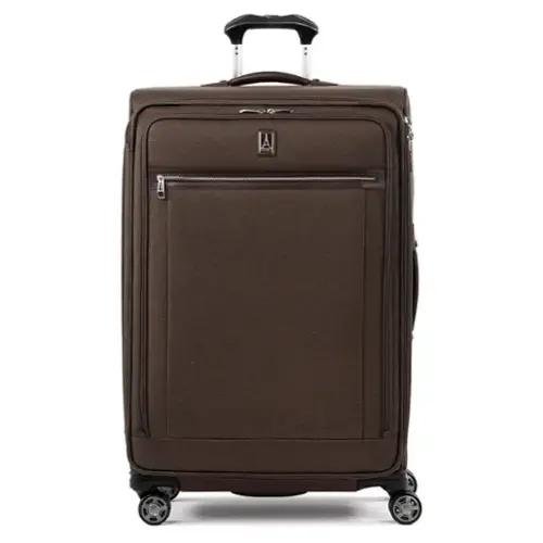 Front. Travelpro - Platinum Elite Softside Expandable 29" Checked Spinner - Rich Espresso Brown.