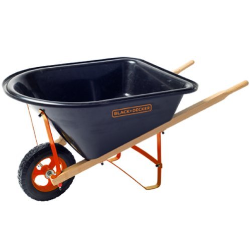 Black+Decker - Black and Decker 20 Liter Realistic Wheelbarrow for kids ages 3 and up.