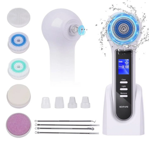 NEXPURE - Facial Cleansing Brush - IPX7 Waterproof with LCD Screen, Electric face scrubber for Exfoliation, Massage and Deep Clean-Front_Standard 