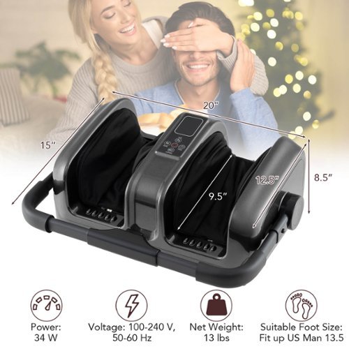 Costway Foot & Calf Massager Electric Deep Kneading Waist Massager w/ Vibration & Heat - Grey GLOBAL SHIPPING