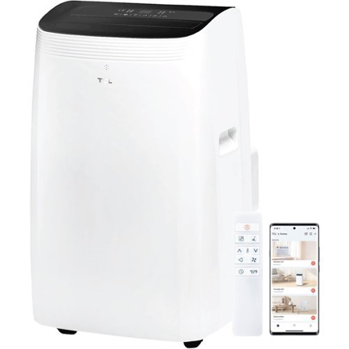 TCL - 450 Sq. Ft. 10,000 BTU SACC Q-Series Smart Inverter Portable Air Conditioner with Supplemental Heater - White-Front_Standard 