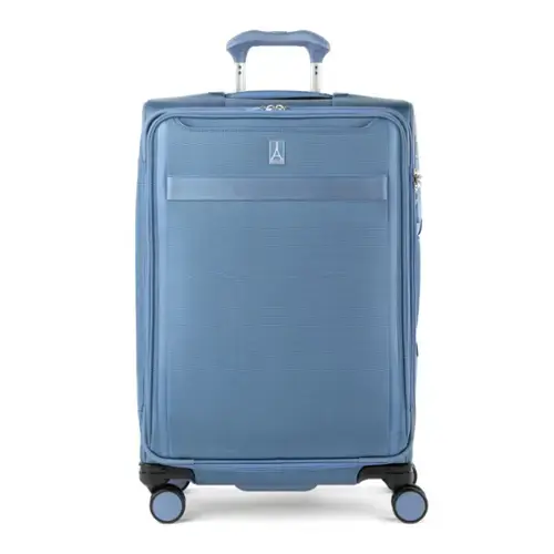 Front. Travelpro - Travelpro Versapack + Lightweight Softside Expandable 25" Checked Spinner - Elemental Blue.