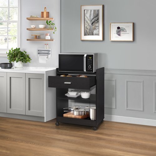 Kings Brand Furniture - Dellow Wood Kitchen Cart - Black-Front_Standard 