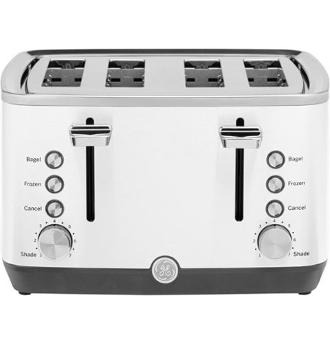 GE - 4-Slice Toaster with 7 Shade Settings and Extra Wide Slots - Snow White