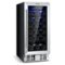 Costway - 15" Wine Beverage Cooler Refrigerator 30-Bottle Freestanding Built-in Fridge - Black,Silver-Front_Standard
