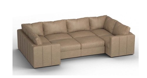 Lovesac - 8 Seats + 10 Sides Taupe Combed Chenille & Standard Foam - Taupe-Front_Standard 