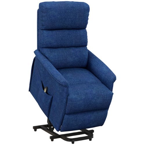 Homcom - Power Lift Recliner Brown: Fabric Easy Assembly w/Remote & Side Pockets, Elderly Living Room Chair - Dark Blue-Front_Standard 