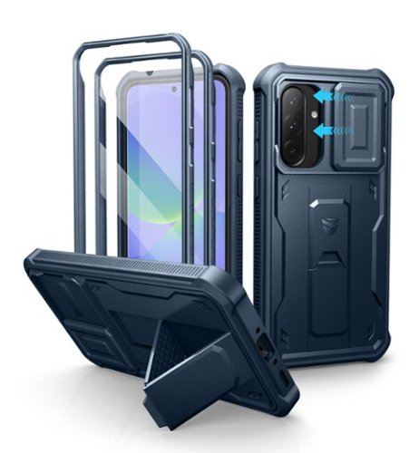 dexnor - Case for Samsung Galaxy A36, Slide Camera Cover & Kickstand with 2 Front Frame Screen Protector - Navy Blue-Front_Standard 