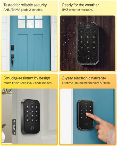 Yale Assure Lock 2 - Smart Lock Wi-Fi Deadbolt with Push Button Keypad | Key Access - Black Suede WORLDWIDE DELIVERY