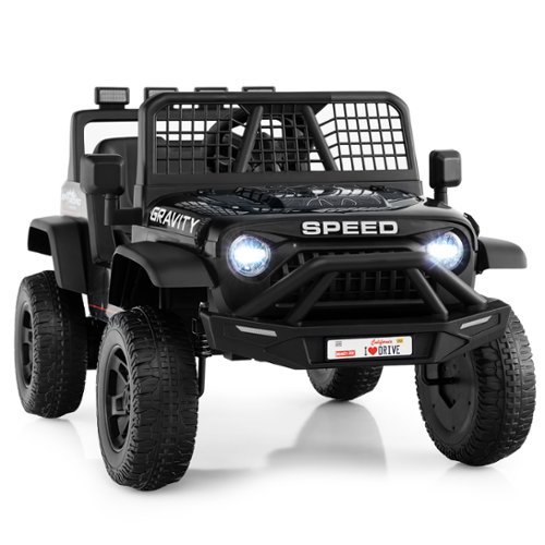 Gymax - 24V Ride On Car for Kids Battery Powered Electric Vehicle w/ Parent Remote Control - Black-Front_Standard 