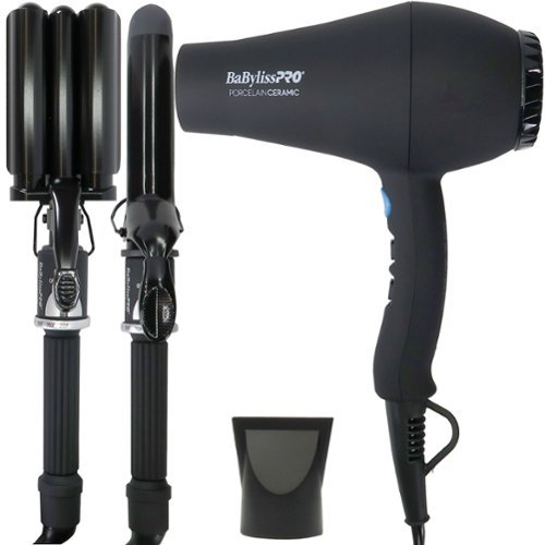Babyliss - Pro Porcelain Ceramic Gift Box (Dryer, Waver, Curling Iron) #BPPP7 - Black-Front_Standard 