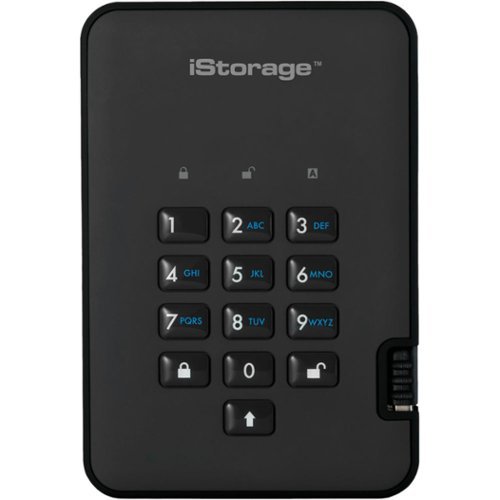 iStorage - diskAshur² 2TB External USB 3.2 Gen 1 Portable Secure Hard Drive with Hardware Encryption - Black-Front_Standard 