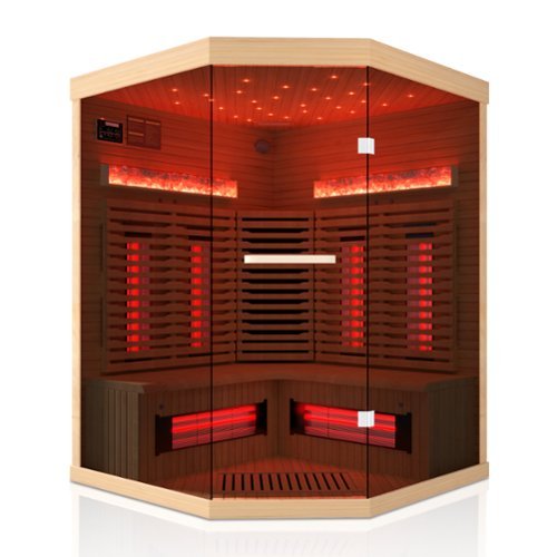 U-HOMY - Infrared Sauna - 4 Person Hemlock Wood Cabin for Home or Gym - Wood Color-Front_Standard 