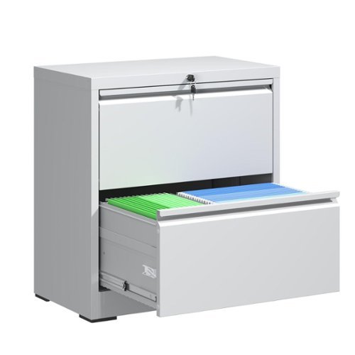 Mirfee - 2-Drawer Lateral File Cabinet with Lock, for Letter/Legal/A4/F4 Files - White-Front_Standard 