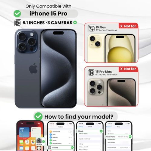 Entronix [Magnetic] Case for iPhone 15 Pro [Hard Back] Cover Clear