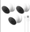Google - Nest Cam Outdoor or Indoor/Battery - 2nd Generation (3 Pack) + Extra Replacement Cable - White-Front_Standard