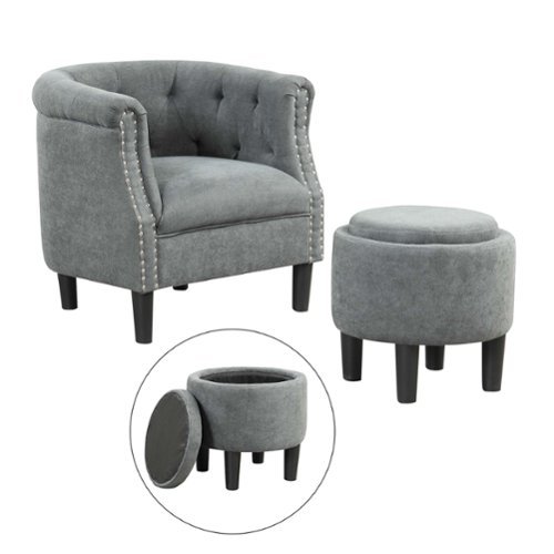 Costway Modern Accent Chair with Ottoman and Footrest - Gray